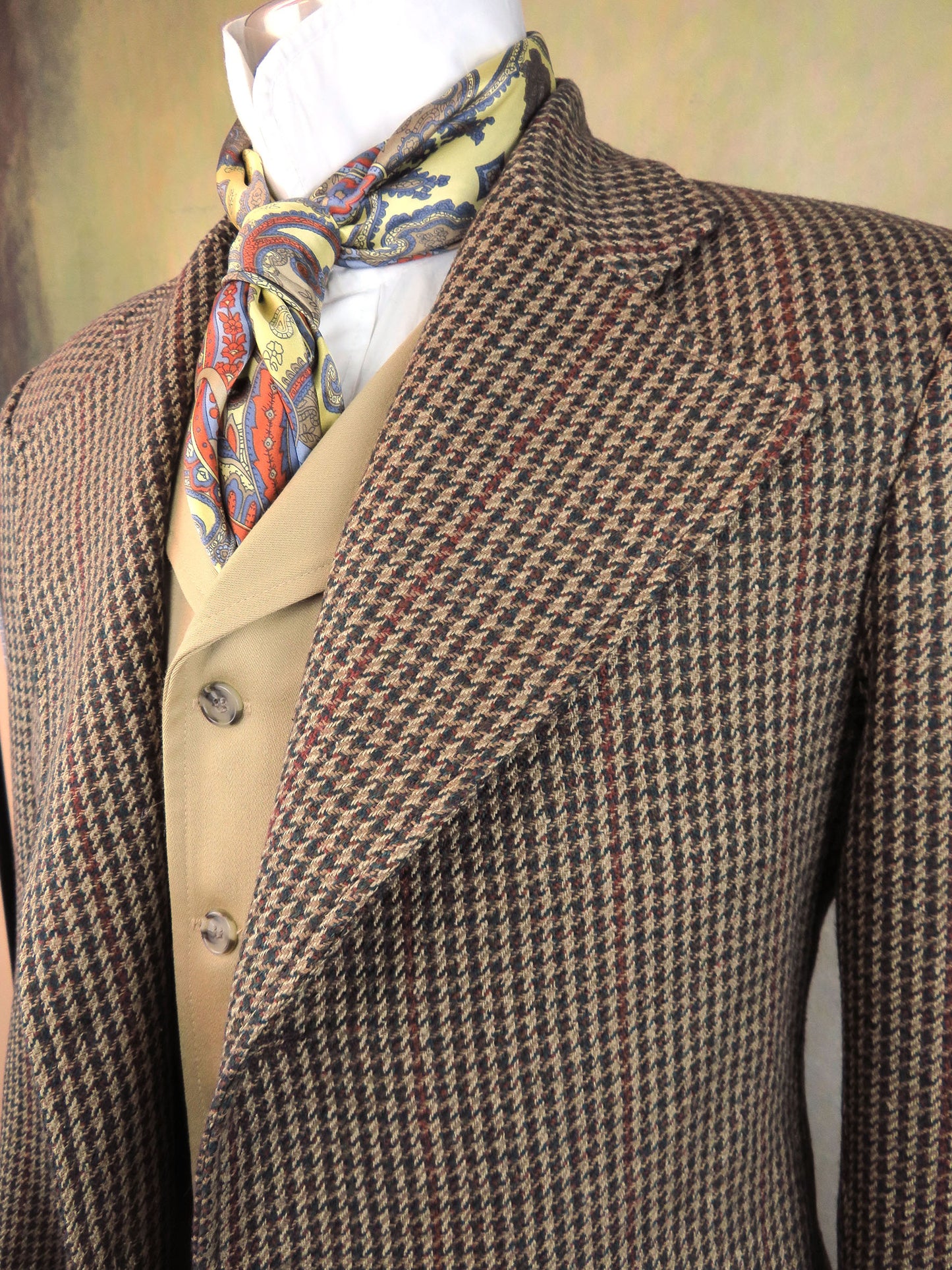 Men's Frock Coat - Brown Houndstooth with Rust