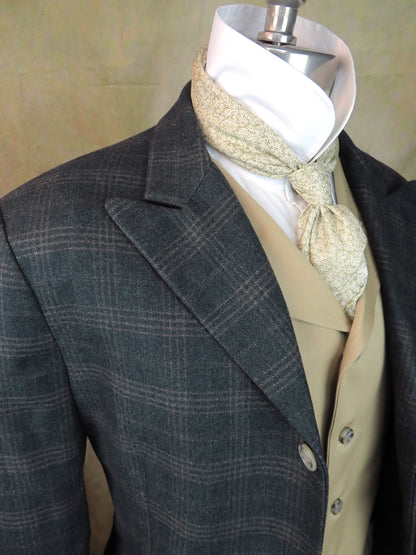 Men's Town Coat - Juniper Green with Brown Glen Plaid #181-B