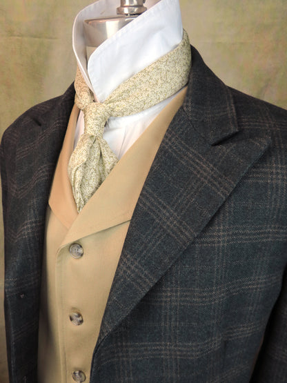 Men's Town Coat - Juniper Green with Brown Glen Plaid #181-B