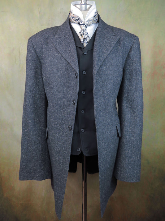 Men's Town Coat - Charcoal Herringbone with Bronze Flecks #201-B