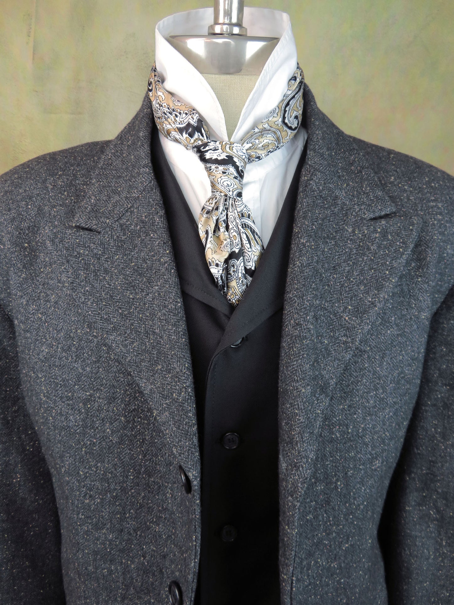 Men's Town Coat - Charcoal Herringbone with Bronze Flecks #201-B
