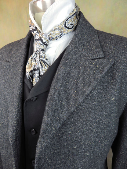 Men's Town Coat - Charcoal Herringbone with Bronze Flecks #201-B