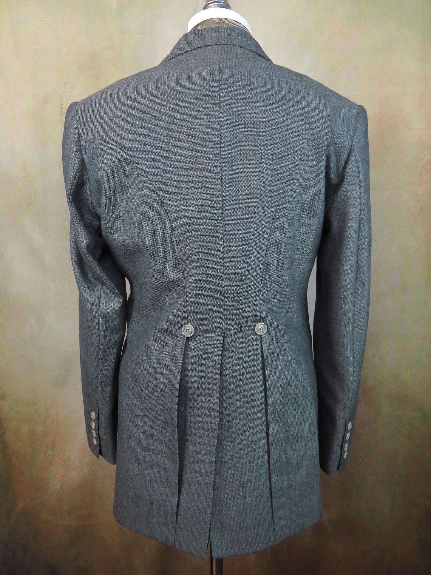 Men's Town Coat - Dark Green Herringbone #565b