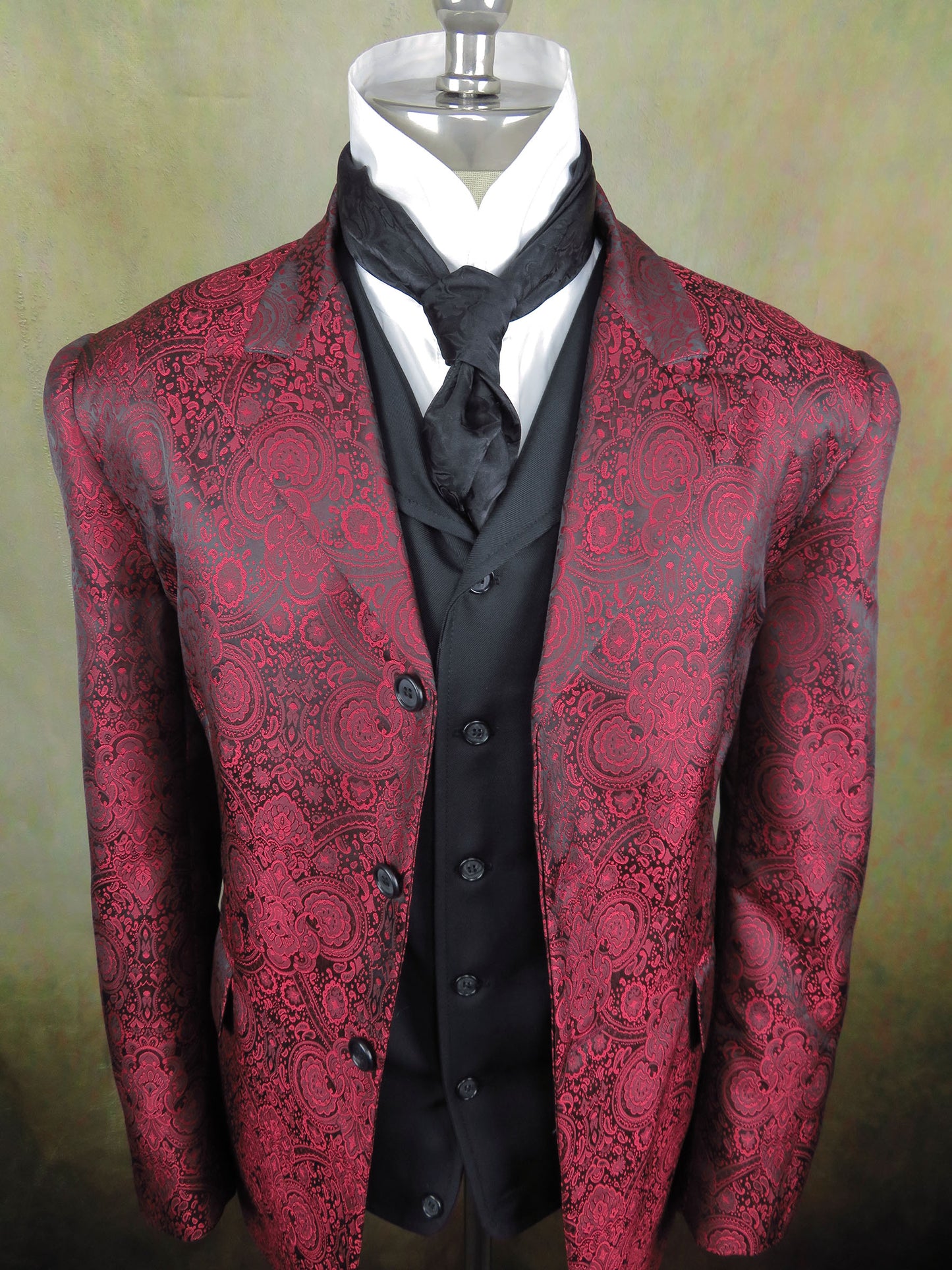 Men's Town Coat - Red Brocade