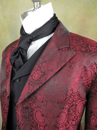 Men's Town Coat - Red Brocade
