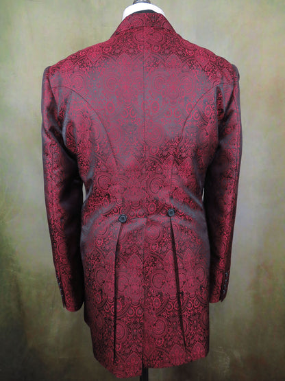 Men's Town Coat - Red Brocade