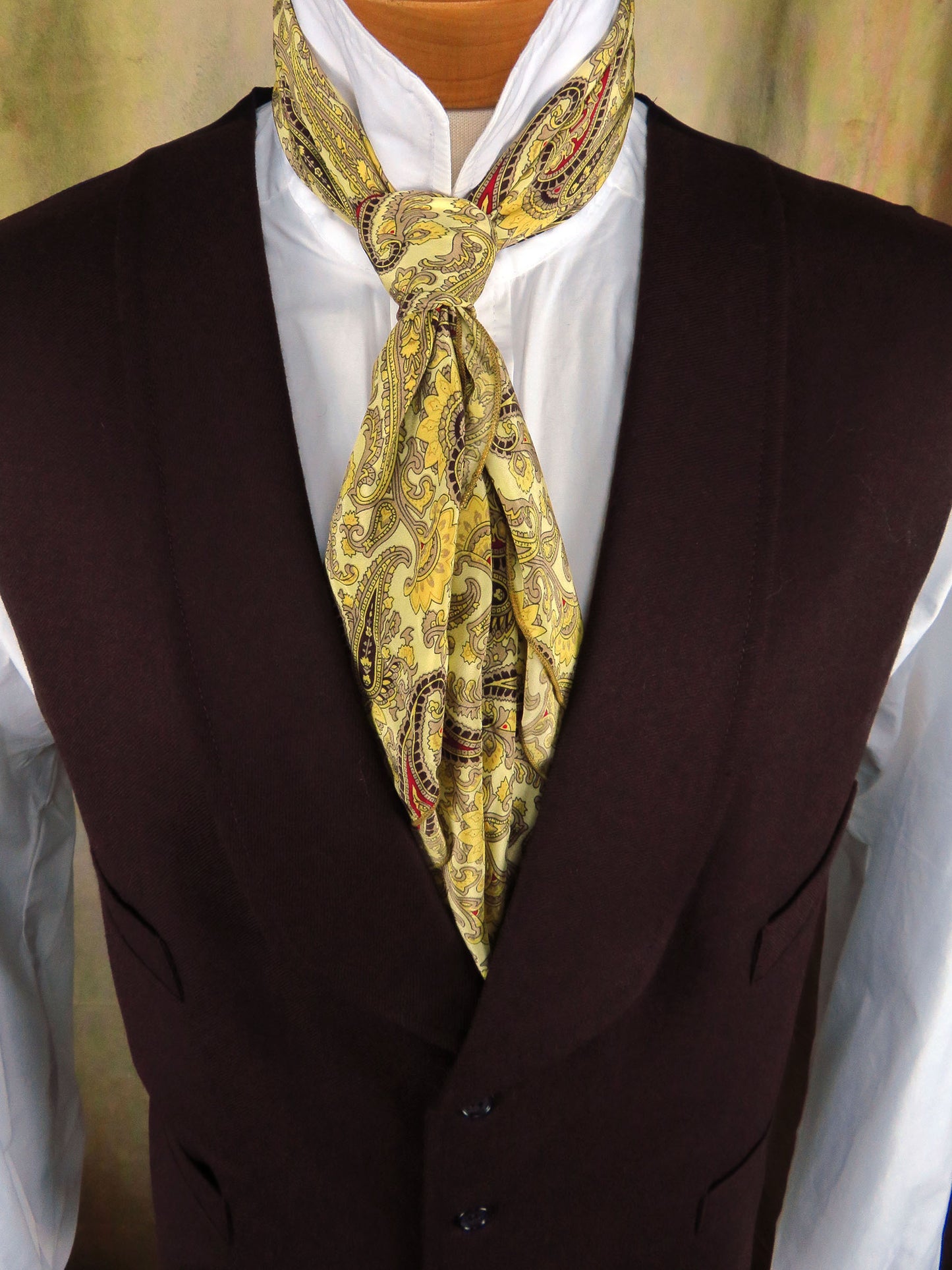 Men's Shawl Vest - Hickory Brown Wool #944