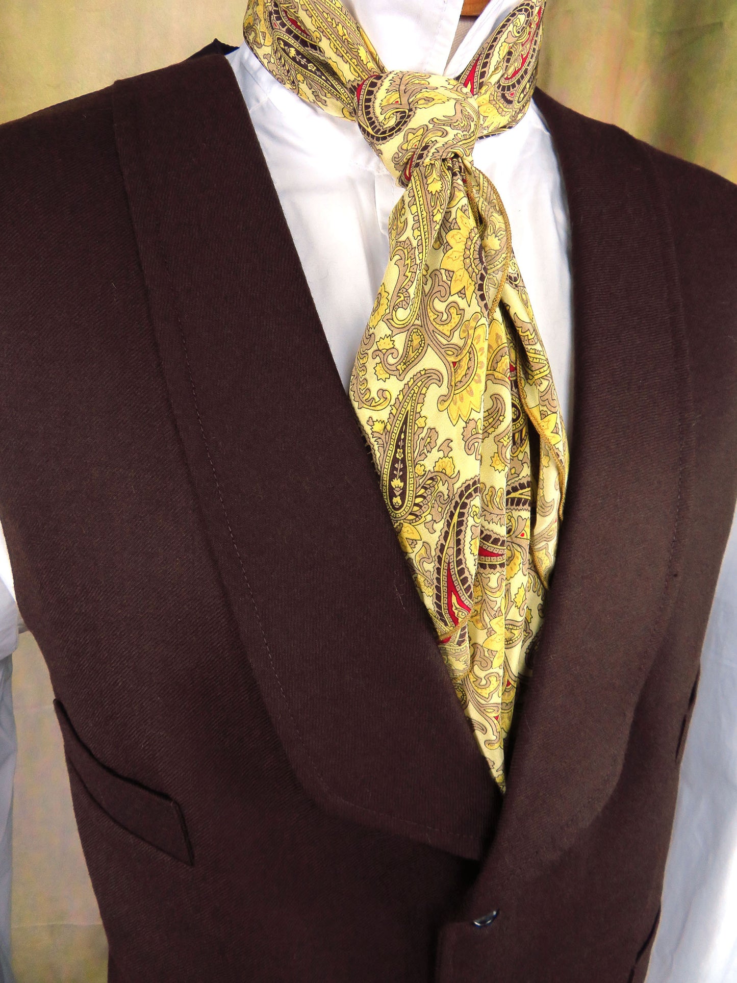 Men's Shawl Vest - Hickory Brown Wool #944