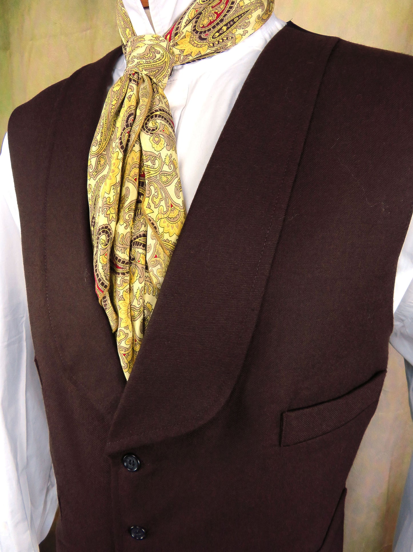 Men's Shawl Vest - Hickory Brown Wool #944