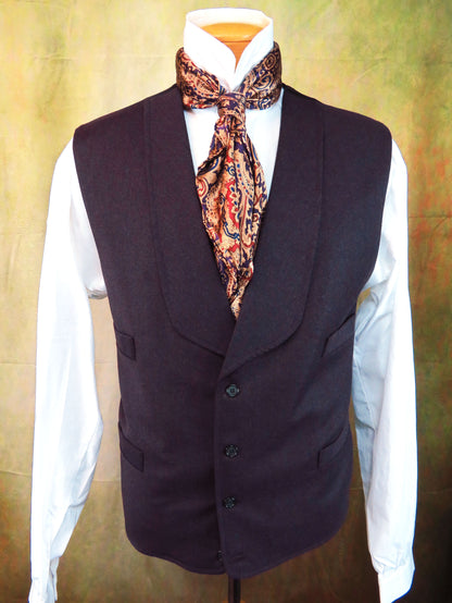 Men's Shawl Vest - Wine Tweed