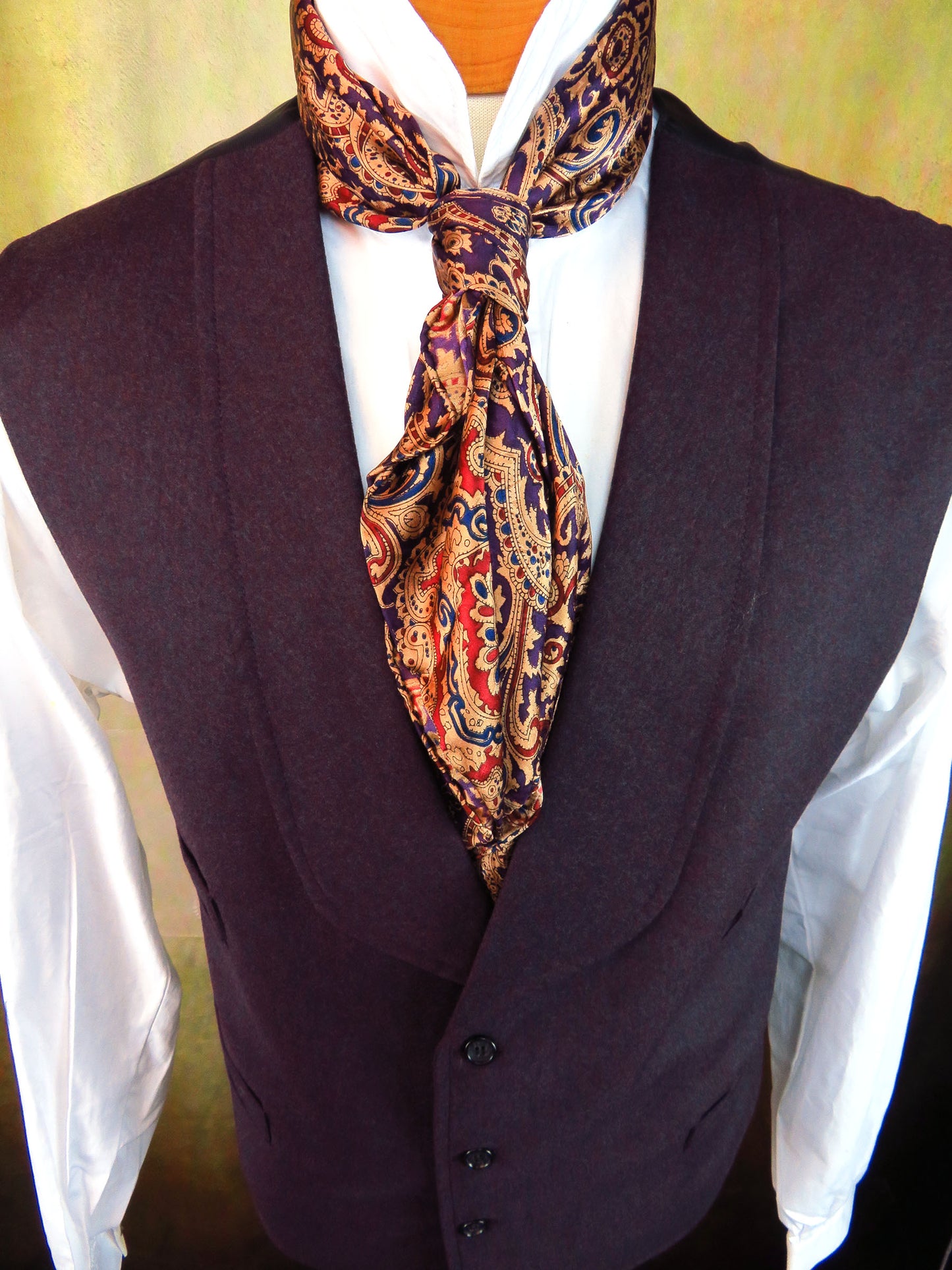 Men's Shawl Vest - Wine Tweed