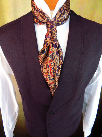 Men's Shawl Vest - Wine Tweed