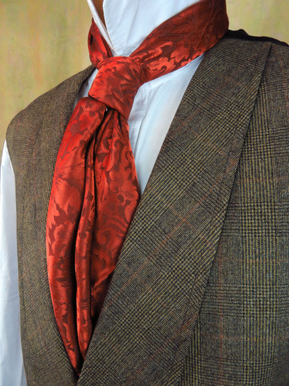 Men's Shawl Vest - Peppercorn Glen Plaid With Copper Accent