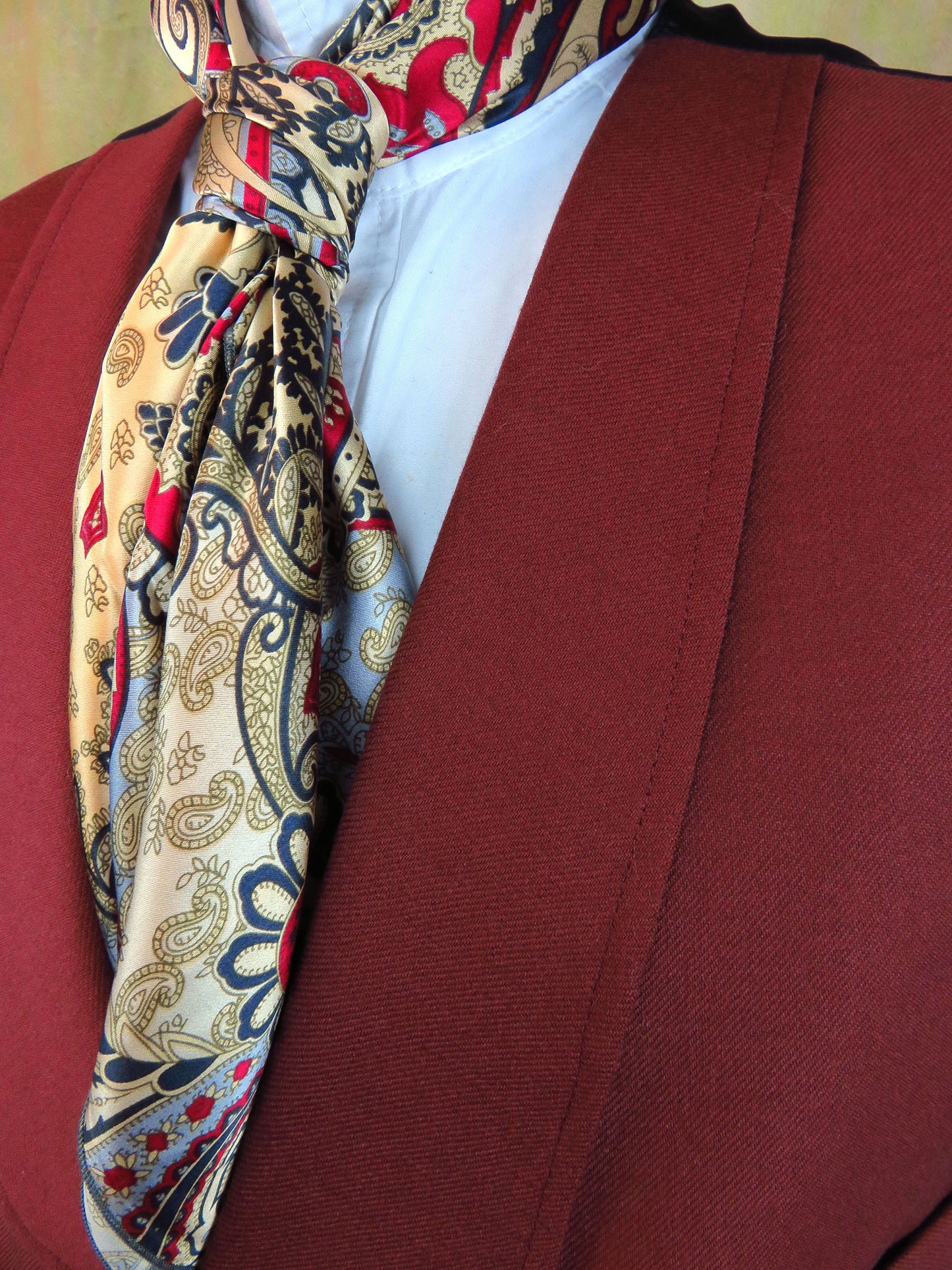 Men's Shawl Vest - Brick Red Twill