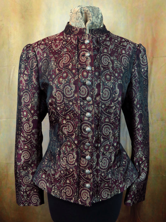 Women's Victoriana Jacket - Burgundy Brocade burg