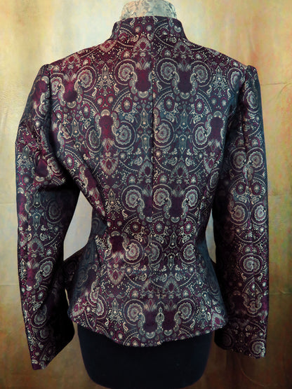Women's Victoriana Jacket - Burgundy Brocade burg