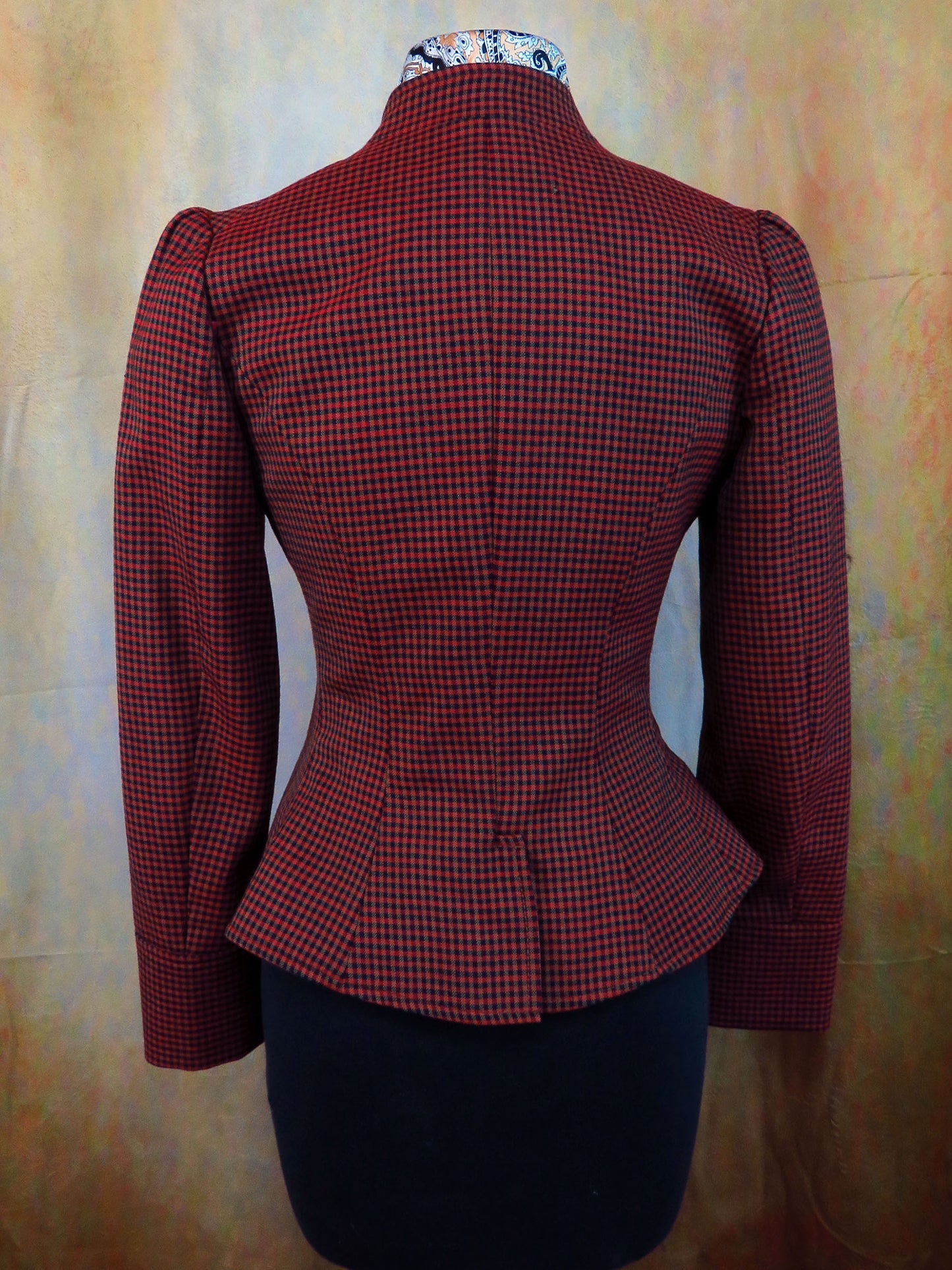Women's Victoriana Jacket - Red, Black and Tan Mini Check #431-B