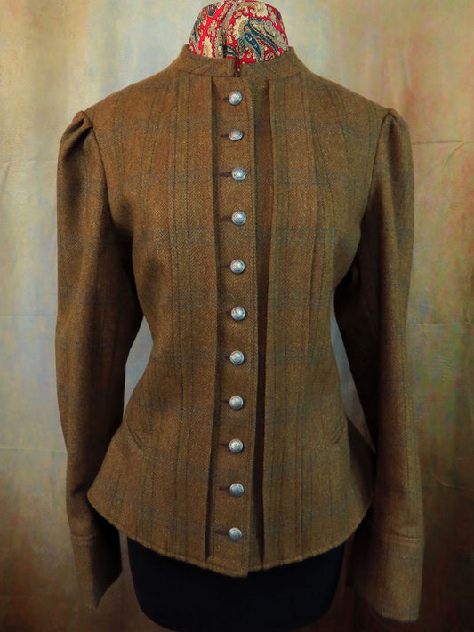 Women's Victoriana Jacket - Mustard with Seafoam and Oxford Blue Windowpane #618