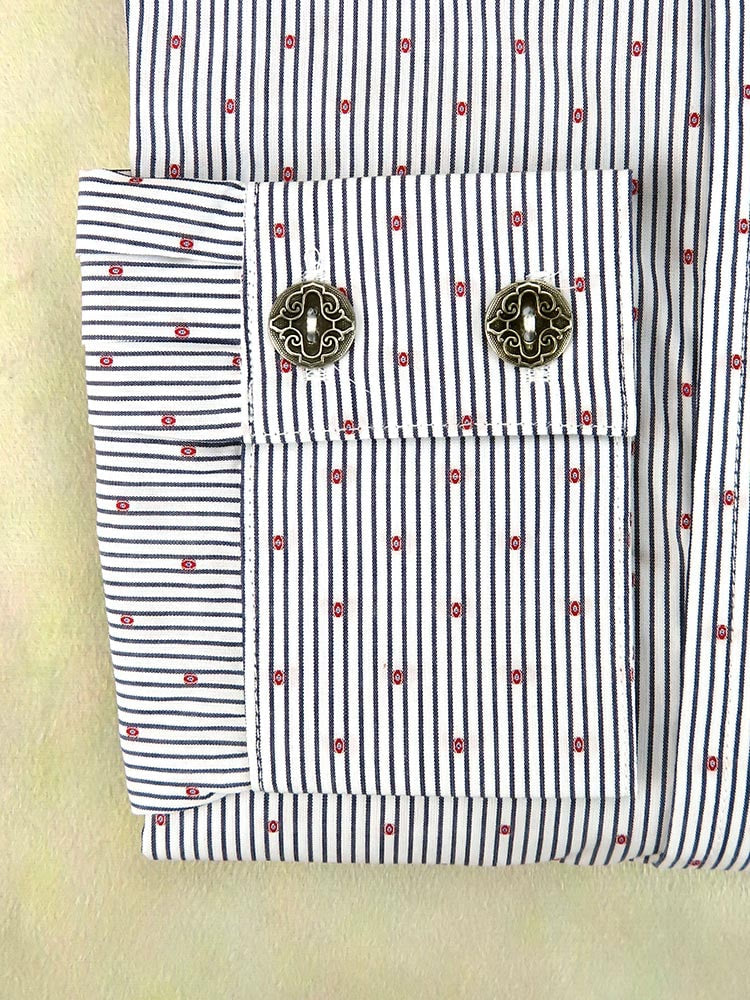 Black Pencil Stripe with Red Accent Men's Dakota Shirt