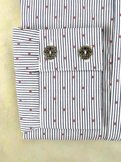 Black Pencil Stripe with Red Accent Men's Dakota Shirt
