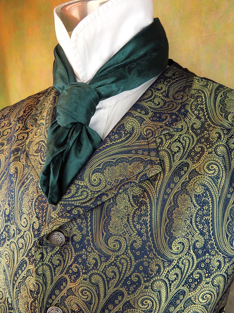 Men's Brocade Vest - Periwinkle and Brass Paisley