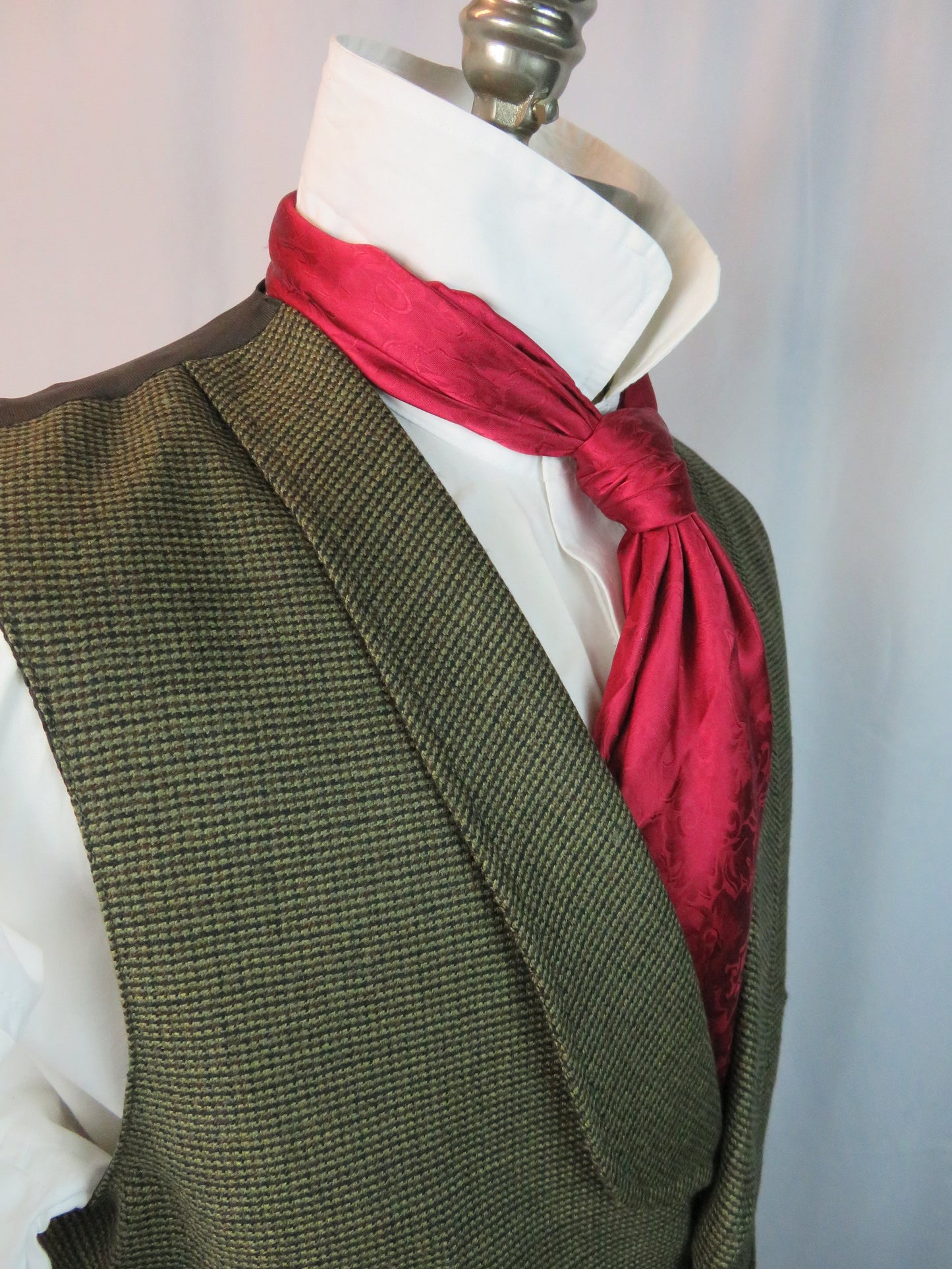 Men's Shawl Vest - Green Mini Check