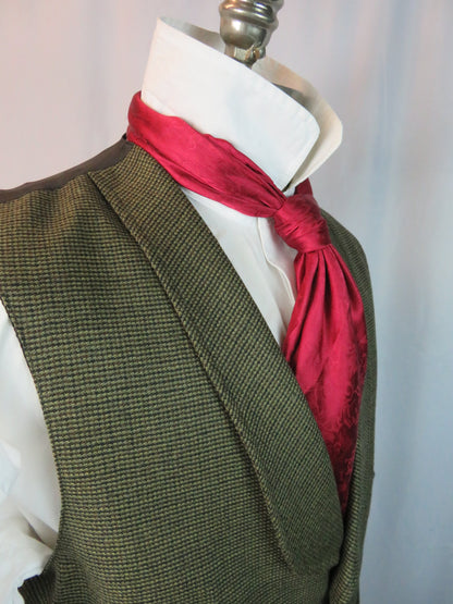 Men's Shawl Vest - Green Mini Check