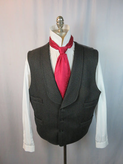 Men's Shawl Vest - Charcoal Wide Herringbone
