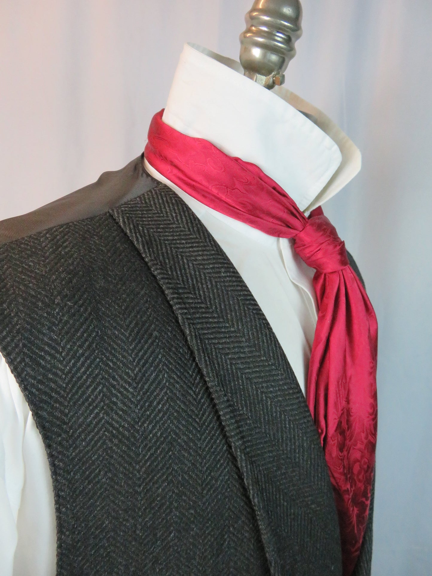 Men's Shawl Vest - Charcoal Wide Herringbone