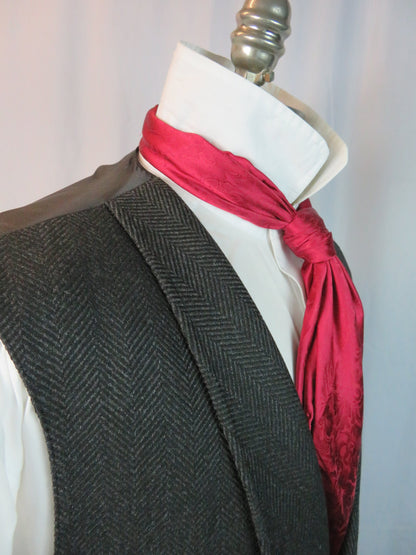 Men's Shawl Vest - Charcoal Wide Herringbone