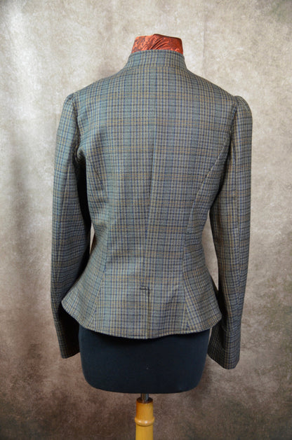 Women's Victoriana Jacket - Brown, Green and Copper Plaid ofc102