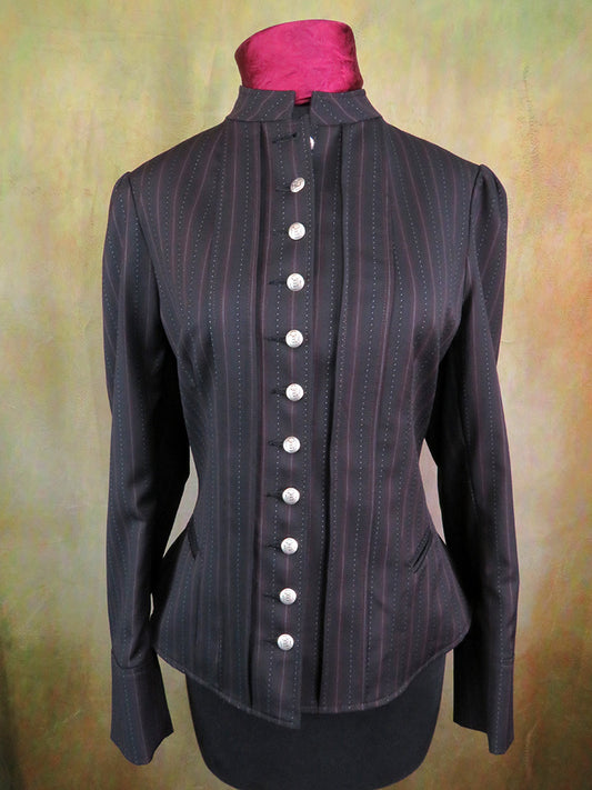Women's Victoriana Jacket - Wine Ticking Stripe