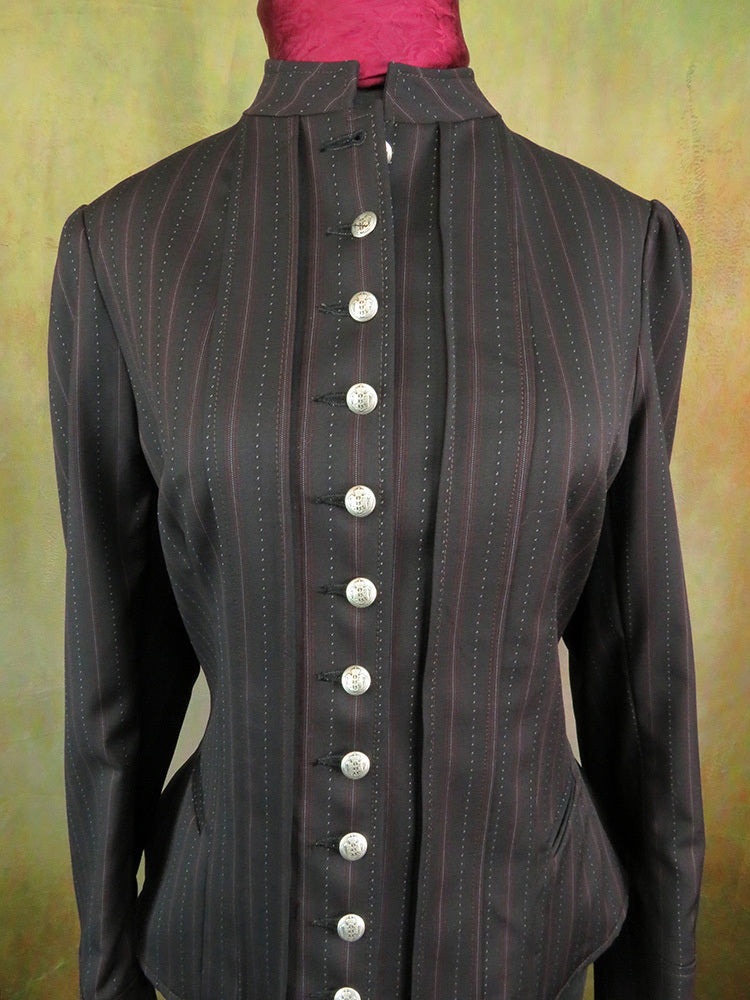 Women's Victoriana Jacket - Wine Ticking Stripe