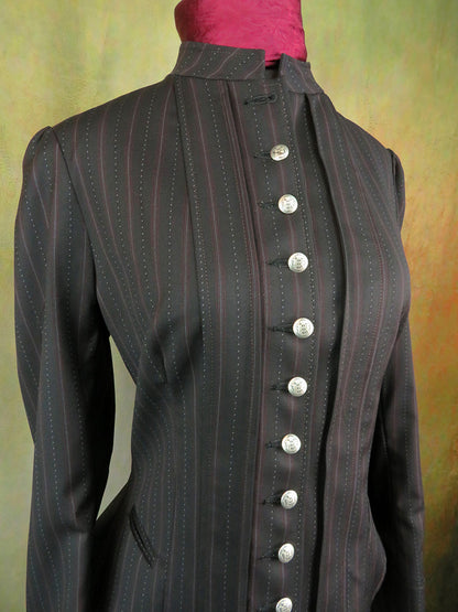 Women's Victoriana Jacket - Wine Ticking Stripe