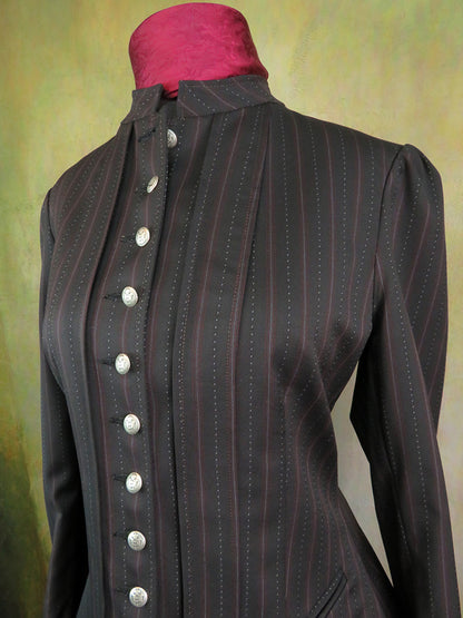 Women's Victoriana Jacket - Wine Ticking Stripe