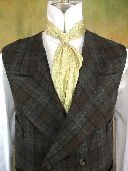 Men's Double Breasted Vest - Charcoal Grey and Rust with Tan Accent Plaid  #323