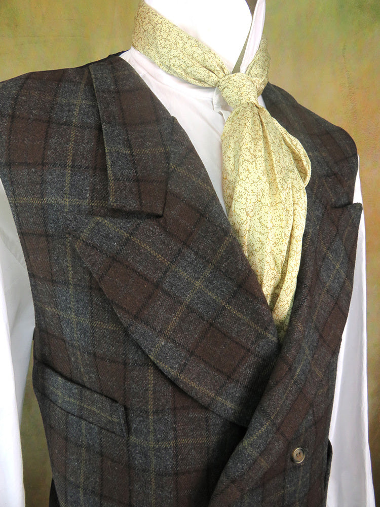 Men's Double Breasted Vest - Charcoal Grey and Rust with Tan Accent Plaid  #323