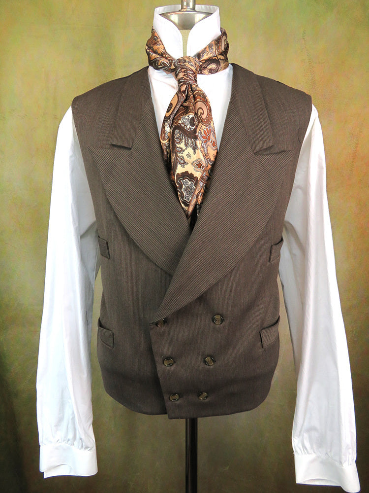 Men's Double Breasted Vest - Dark Brown Twill #841