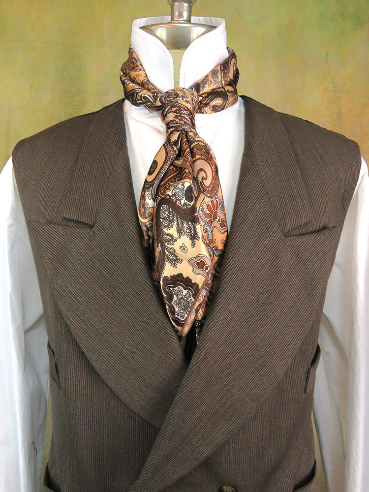 Men's Double Breasted Vest - Dark Brown Twill #841