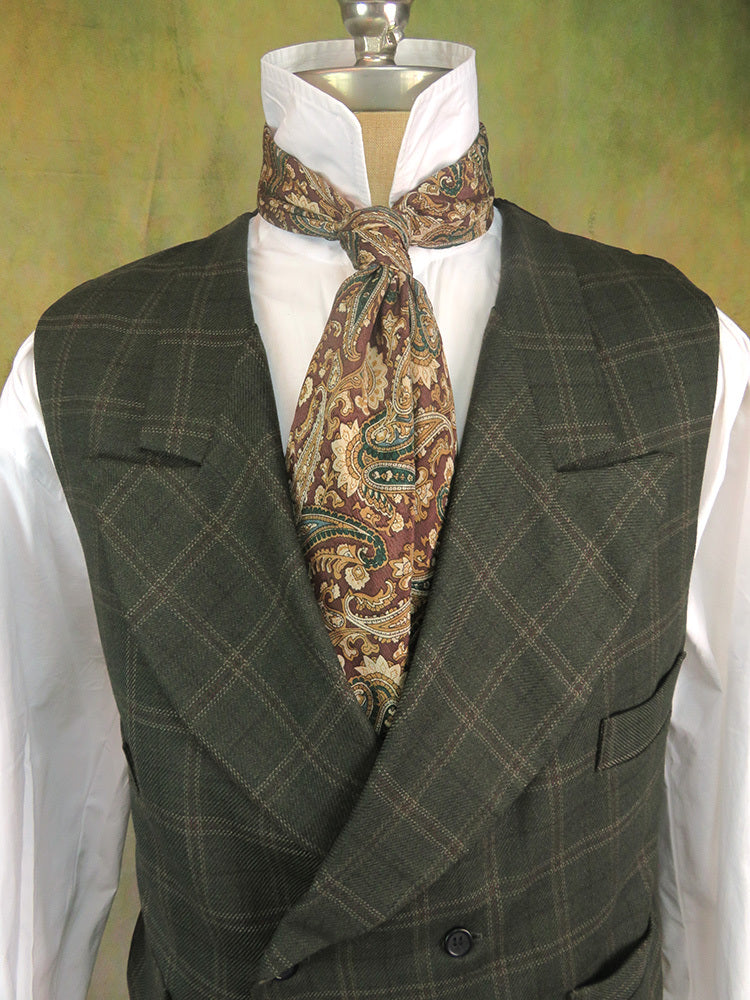 Men's Double Breasted Vest - Pine Green Windowpane Plaid
