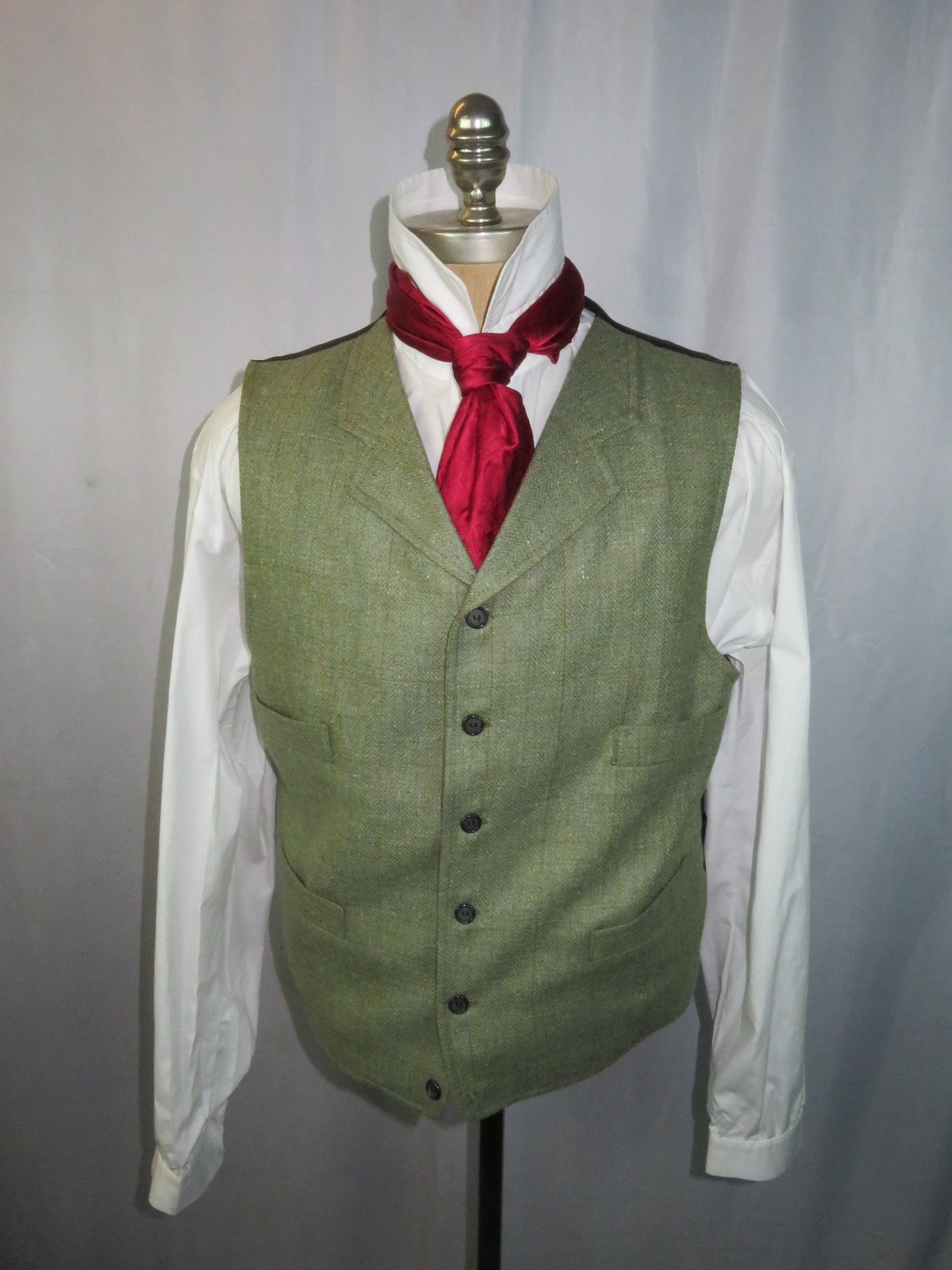 Men's Notch Vest - Seafoam Green with Blue and Copper Windowpane f113