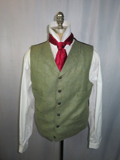 Men's Notch Vest - Seafoam Green with Blue and Copper Windowpane f113