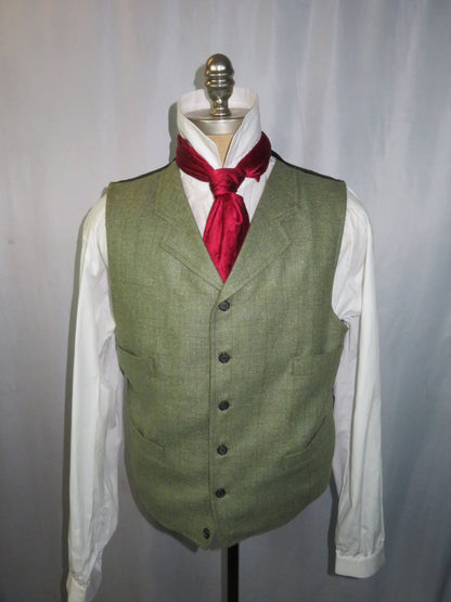 Men's Notch Vest - Seafoam Green with Blue and Copper Windowpane f113