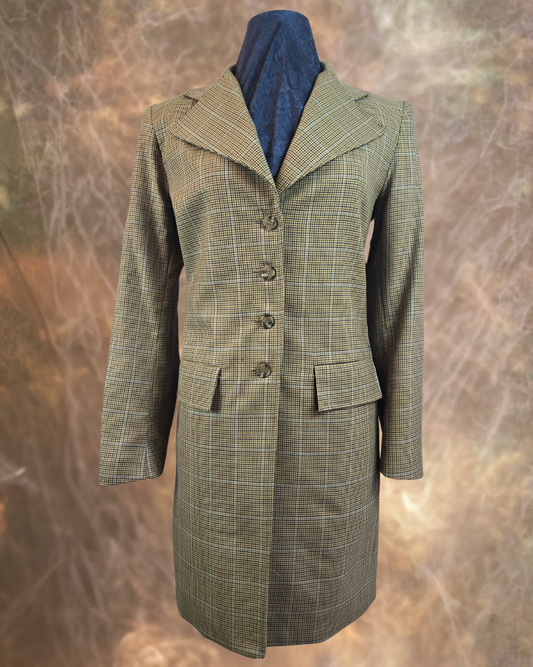 Women's Frock Coat - Tan, Black, Rust and Navy Mini Herringbone