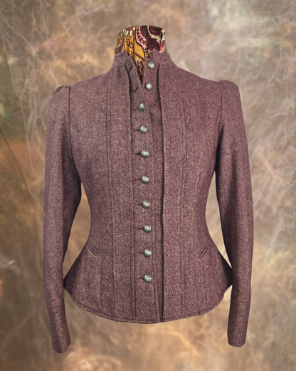 Women's Victoriana Peplum Coat – Light Burgundy Donegal