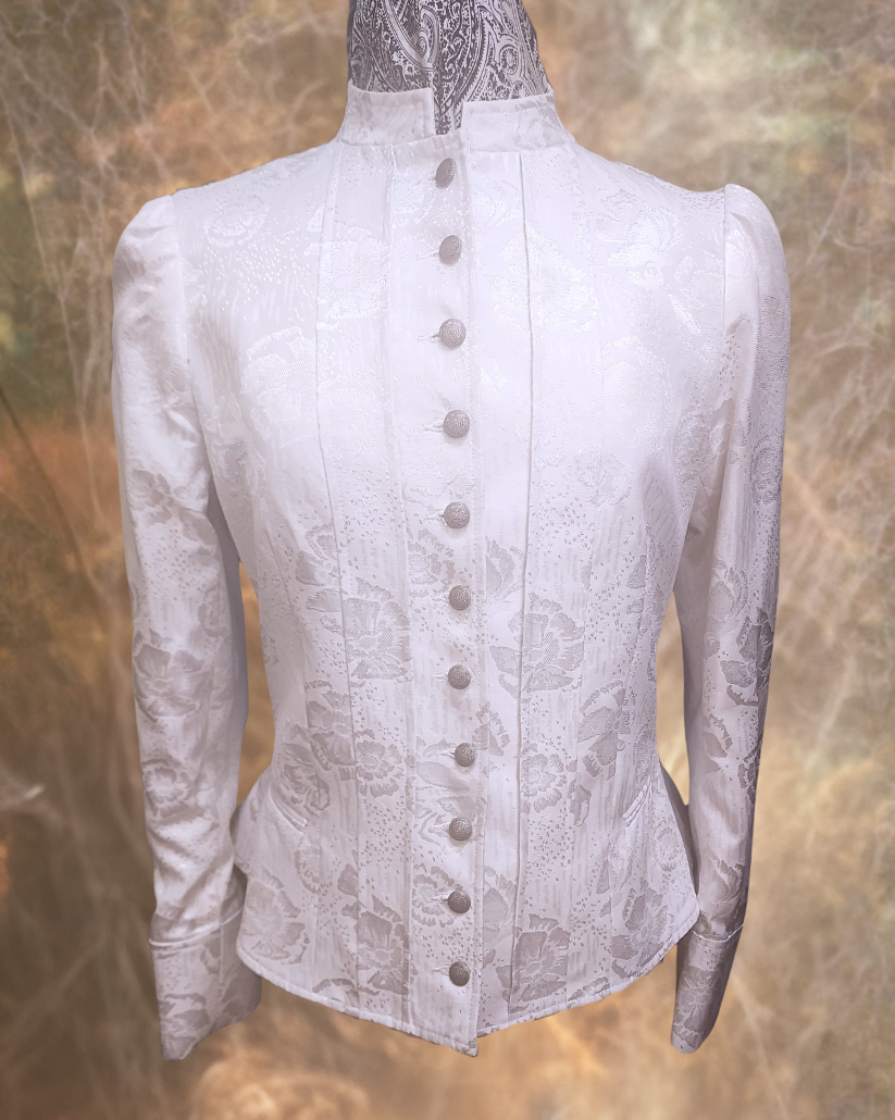 Women's Victoriana Peplum Coat – White Floral