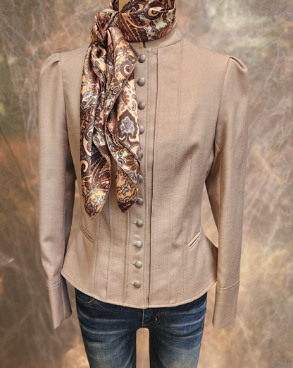 Women's Victoriana Peplum Coat – Champagne Ember (tan)