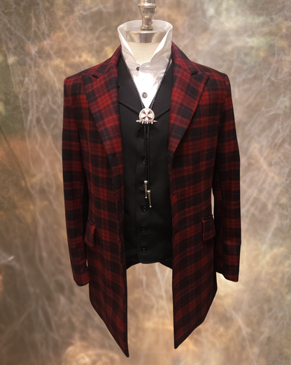Men's Town Coat - Yukon Red and Black Plaid - Western Cut Blazer