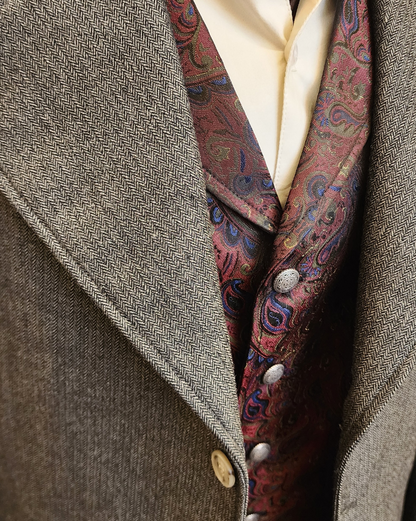 Men's Frock Coat - Green Mini Herringbone