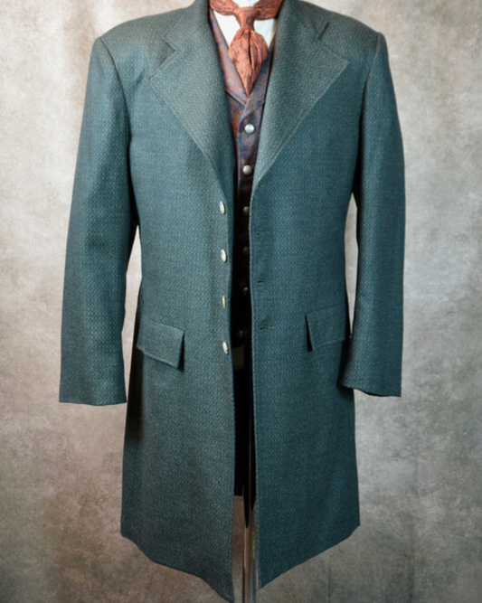 Men's Green Diamond Wool Frock Coat